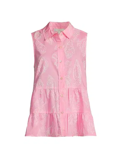 Lilly Pulitzer Women's Breah Sleeveless Top - Rousseau Pink Cool As Shell - Size 14 | Thumbnail 1 Lilly Pulitzer Women's Breah Sleeveless Top - Rousseau Pink Cool As Shell - Size 14 | Thumbnail 1