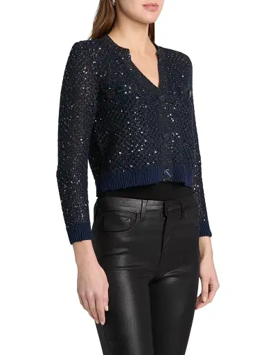 L'Agence Women's Blanca Knit Sequined Cardigan | Thumbnail 4 L'Agence Women's Blanca Knit Sequined Cardigan | Thumbnail 4