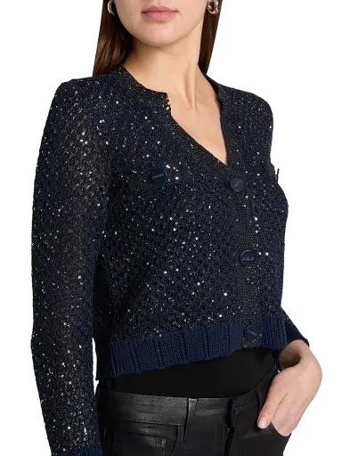 L'Agence Women's Blanca Knit Sequined Cardigan | Thumbnail 6 L'Agence Women's Blanca Knit Sequined Cardigan | Thumbnail 6