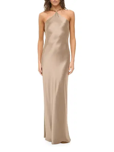 Staud Women's Cadence Beaded Satin Maxi Dress - Dune | Thumbnail 2 Staud Women's Cadence Beaded Satin Maxi Dress - Dune | Thumbnail 2
