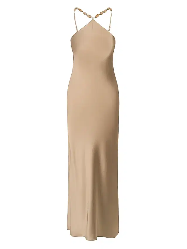 Women's Cadence Beaded Satin Maxi Dress - Dune
