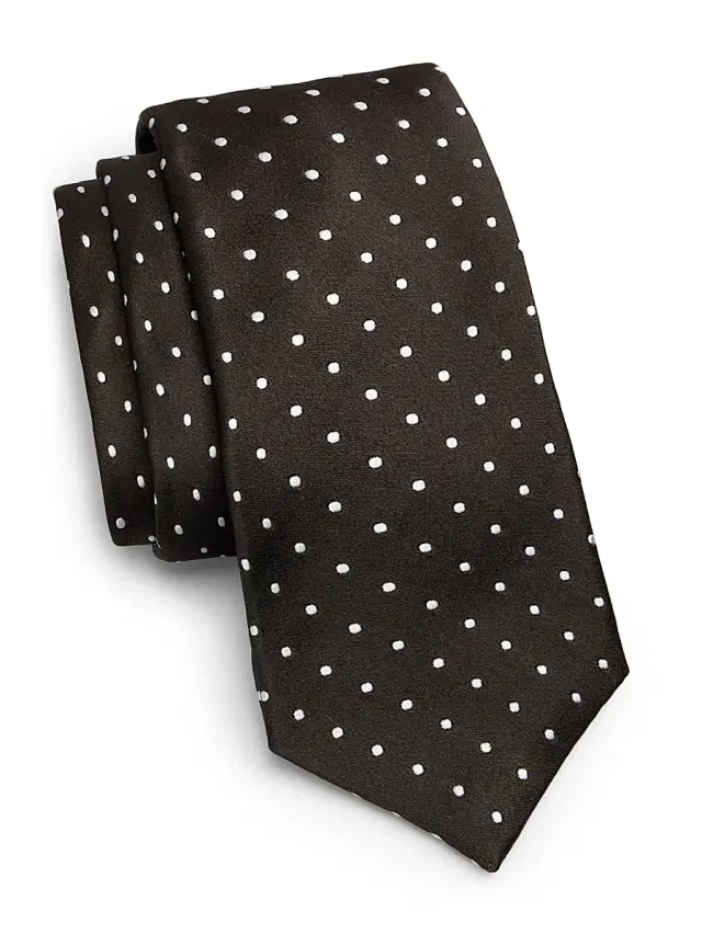 Men's Polka Dot Silk Tie - Dark Brown