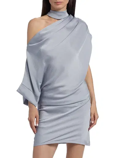 Nonchalant Label Women's Siren Draped Satin Minidress - Steel | Thumbnail 3