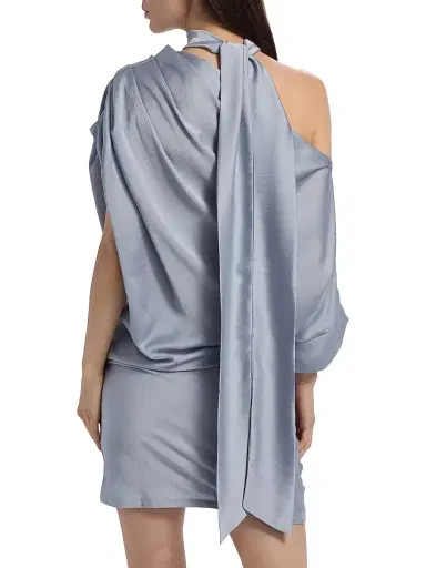Nonchalant Label Women's Siren Draped Satin Minidress - Steel | Thumbnail 5