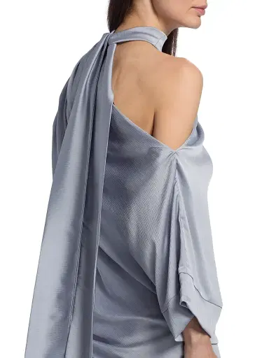 Nonchalant Label Women's Siren Draped Satin Minidress - Steel | Thumbnail 7