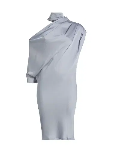 Nonchalant Label Women's Siren Draped Satin Minidress - Steel | Thumbnail 1