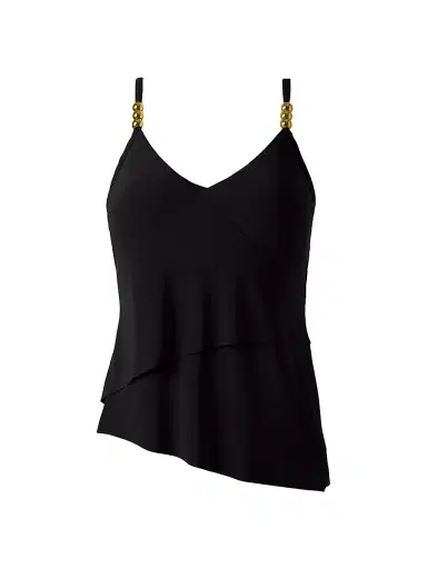 Magicsuit Women's Solid Elsa Asymmetric Tankini Top - Black - Size 10 | Thumbnail 1