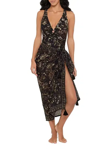 Magicsuit Women's Balinese Botanical Print Cotton Pareo | Thumbnail 2