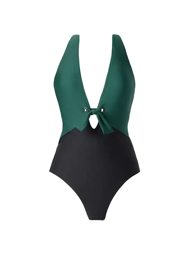 Women's Solid Halle Colorblocked One-Piece Swimsuit - Racing Green