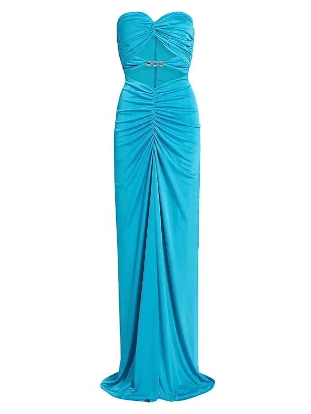 Women's Corinne Ruched Cut-Out Gown - Turquoise