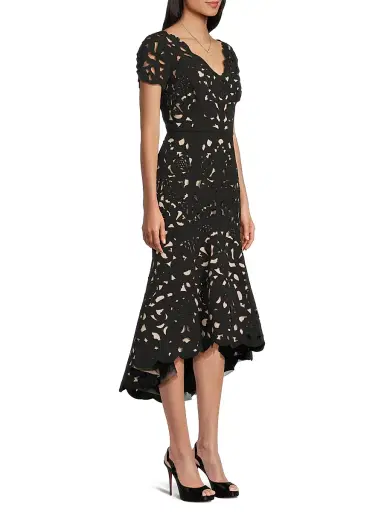 Shani Women's V-Neck Laser-Cut Crepe Midi-Dress - Black - Size 10 | Thumbnail 4 Shani Women's V-Neck Laser-Cut Crepe Midi-Dress - Black - Size 10 | Thumbnail 4