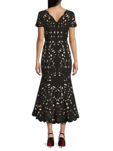 Shani Women's V-Neck Laser-Cut Crepe Midi-Dress - Black - Size 10 | Thumbnail 5 Shani Women's V-Neck Laser-Cut Crepe Midi-Dress - Black - Size 10 | Thumbnail 5