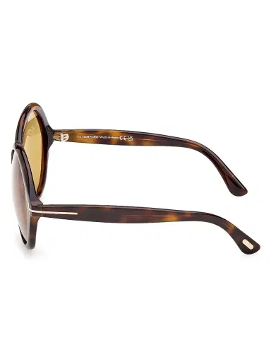 Tom Ford Women's Annabelle 60MM Round Oversized Sunglasses - Shiny Dark Havana Yellow | Thumbnail 3