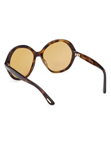 Tom Ford Women's Annabelle 60MM Round Oversized Sunglasses - Shiny Dark Havana Yellow | Thumbnail 4