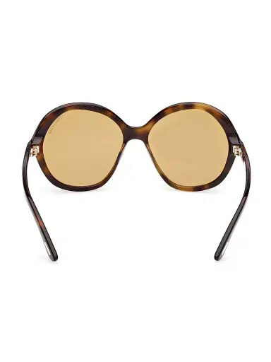Tom Ford Women's Annabelle 60MM Round Oversized Sunglasses - Shiny Dark Havana Yellow | Thumbnail 5