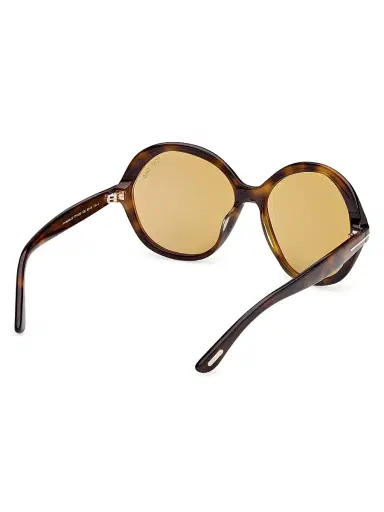 Tom Ford Women's Annabelle 60MM Round Oversized Sunglasses - Shiny Dark Havana Yellow | Thumbnail 6