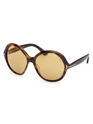 Tom Ford Women's Annabelle 60MM Round Oversized Sunglasses - Shiny Dark Havana Yellow | Thumbnail 1