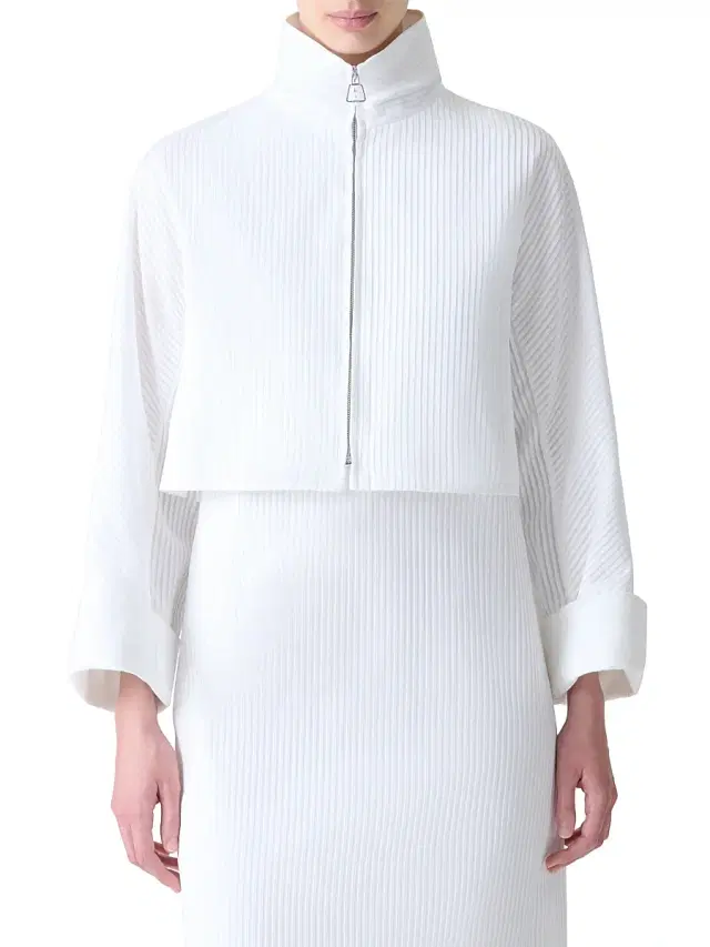 Akris Women's Mimi Stitched Pleat Cotton Voile Jacket - White