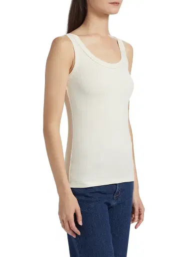 Fabiana Filippi Women's Diamante Trim Rib-Knit Tank - Natural - Size 6 | Thumbnail 4