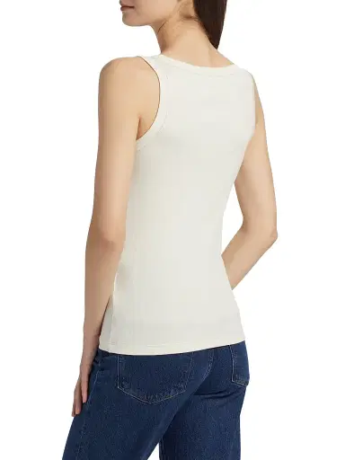 Fabiana Filippi Women's Diamante Trim Rib-Knit Tank - Natural - Size 6 | Thumbnail 5