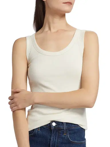 Fabiana Filippi Women's Diamante Trim Rib-Knit Tank - Natural - Size 6 | Thumbnail 6