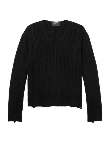 Enfants Riches Déprimés Distressed Ribbed Cable-Knit Cashmere Sweater - Men | Thumbnail 1