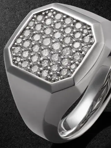 David Yurman Streamline® Sterling Silver Diamond Signet Ring - Men | Thumbnail 4 David Yurman Streamline® Sterling Silver Diamond Signet Ring - Men | Thumbnail 4