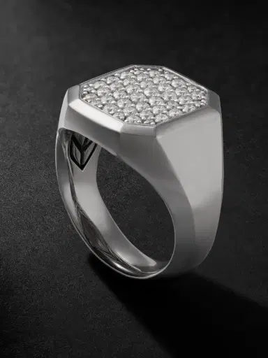 David Yurman Streamline® Sterling Silver Diamond Signet Ring - Men | Thumbnail 1 David Yurman Streamline® Sterling Silver Diamond Signet Ring - Men | Thumbnail 1