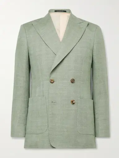 Richard James Hepworth Double-Breasted Herringbone Linen and Wool-Blend Suit Jacket - Men | Thumbnail 2