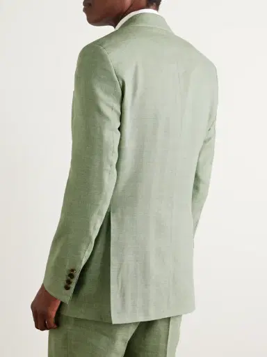 Richard James Hepworth Double-Breasted Herringbone Linen and Wool-Blend Suit Jacket - Men | Thumbnail 4