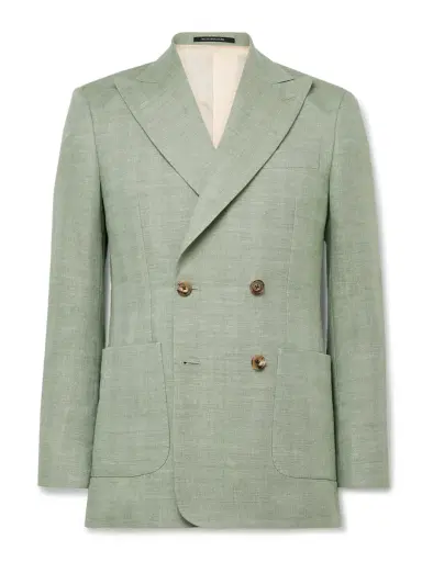 Richard James Hepworth Double-Breasted Herringbone Linen and Wool-Blend Suit Jacket - Men | Thumbnail 1