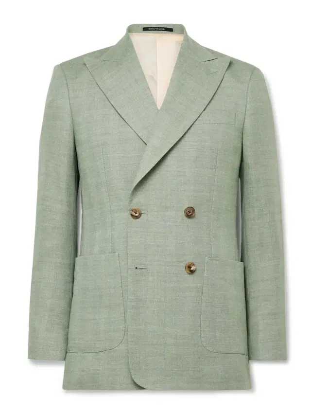 Richard James Hepworth Double-Breasted Herringbone Linen and Wool-Blend Suit Jacket - Men