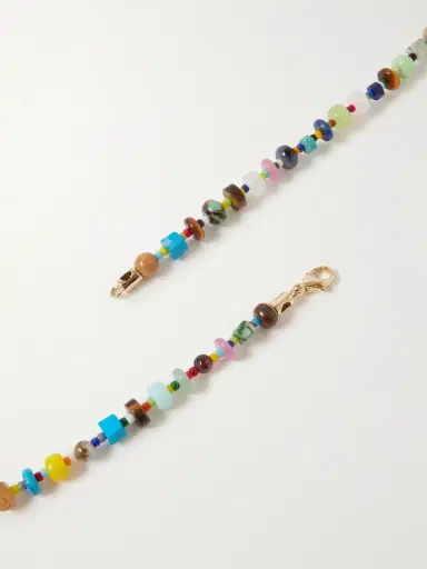 LUIS MORAIS 14-Karat Gold, Agate and Diamond Beaded Necklace - Men | Thumbnail 3