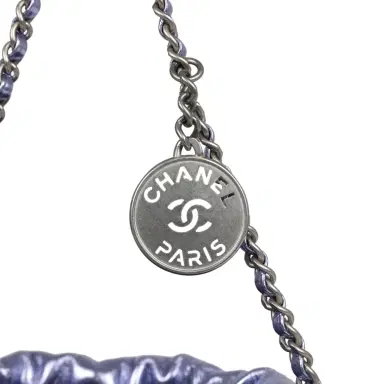 Chanel Chanel Mini 22 Bag Purple Metallic Calfskin Brushed Silver Hardware | Thumbnail 6