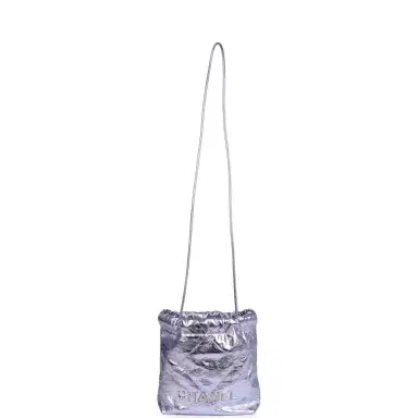 Chanel Chanel Mini 22 Bag Purple Metallic Calfskin Brushed Silver Hardware | Thumbnail 7