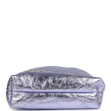 Chanel Chanel Mini 22 Bag Purple Metallic Calfskin Brushed Silver Hardware | Thumbnail 8
