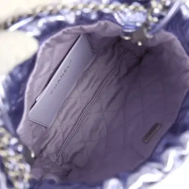 Chanel Chanel Mini 22 Bag Purple Metallic Calfskin Brushed Silver Hardware | Thumbnail 9