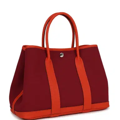 HERMÈS Hermes Garden Party 30 Rubis Officier Canvas and Capucine Negonda Palladium Hardware | Thumbnail 2 HERMÈS Hermes Garden Party 30 Rubis Officier Canvas and Capucine Negonda Palladium Hardware | Thumbnail 2