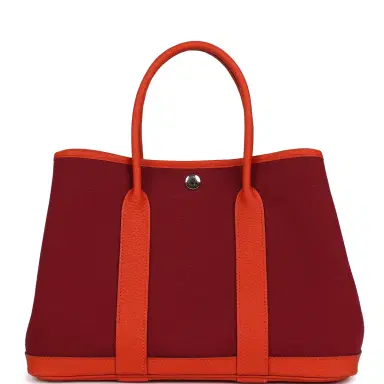 HERMÈS Hermes Garden Party 30 Rubis Officier Canvas and Capucine Negonda Palladium Hardware | Thumbnail 4 HERMÈS Hermes Garden Party 30 Rubis Officier Canvas and Capucine Negonda Palladium Hardware | Thumbnail 4