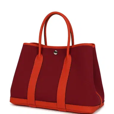 HERMÈS Hermes Garden Party 30 Rubis Officier Canvas and Capucine Negonda Palladium Hardware | Thumbnail 5 HERMÈS Hermes Garden Party 30 Rubis Officier Canvas and Capucine Negonda Palladium Hardware | Thumbnail 5