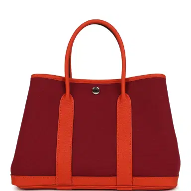 HERMÈS Hermes Garden Party 30 Rubis Officier Canvas and Capucine Negonda Palladium Hardware | Thumbnail 1 HERMÈS Hermes Garden Party 30 Rubis Officier Canvas and Capucine Negonda Palladium Hardware | Thumbnail 1