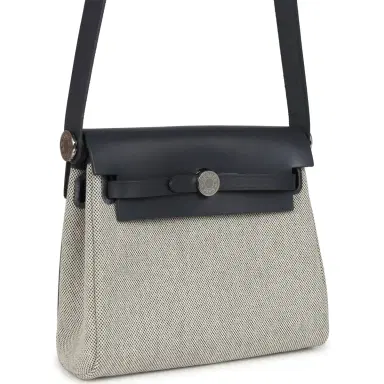 HERMÈS Hermes Herbag Zip 20 Mini Ecru and Ardoise Toile H Canvas and Ardoise Vache Hunter Palladium Hardware | Thumbnail 2 HERMÈS Hermes Herbag Zip 20 Mini Ecru and Ardoise Toile H Canvas and Ardoise Vache Hunter Palladium Hardware | Thumbnail 2
