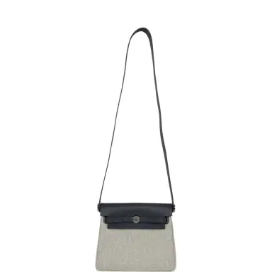 HERMÈS Hermes Herbag Zip 20 Mini Ecru and Ardoise Toile H Canvas and Ardoise Vache Hunter Palladium Hardware | Thumbnail 8 HERMÈS Hermes Herbag Zip 20 Mini Ecru and Ardoise Toile H Canvas and Ardoise Vache Hunter Palladium Hardware | Thumbnail 8