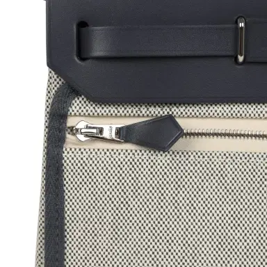 HERMÈS Hermes Herbag Zip 20 Mini Ecru and Ardoise Toile H Canvas and Ardoise Vache Hunter Palladium Hardware | Thumbnail 10 HERMÈS Hermes Herbag Zip 20 Mini Ecru and Ardoise Toile H Canvas and Ardoise Vache Hunter Palladium Hardware | Thumbnail 10