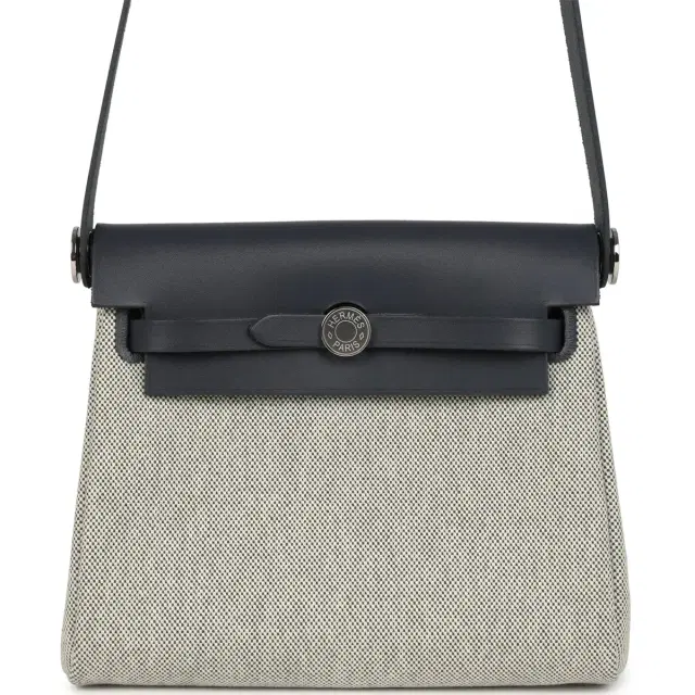 hermes Hermes Herbag Zip 20 Mini Ecru and Ardoise Toile H Canvas and Ardoise Vache Hunter Palladium Hardware