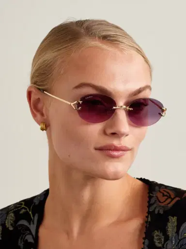 Cartier Eyewear Rimless Round-frame Gold-tone Sunglasses | Thumbnail 2