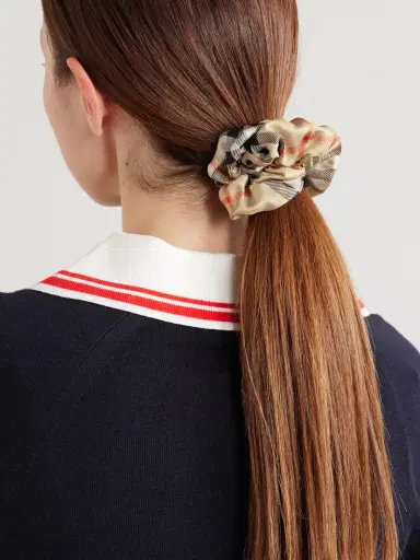 Burberry Embellished Checked Silk Scrunchie | Thumbnail 2 Burberry Embellished Checked Silk Scrunchie | Thumbnail 2