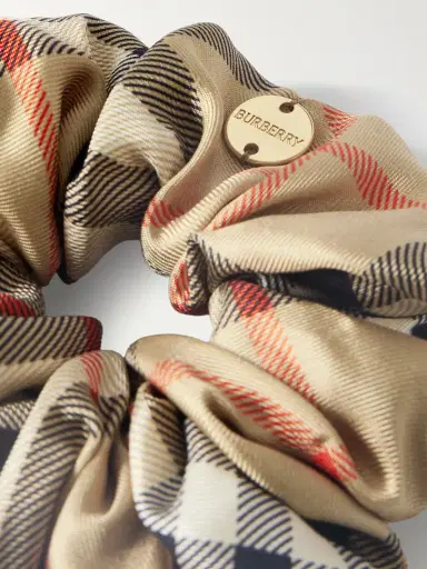 Burberry Embellished Checked Silk Scrunchie | Thumbnail 3 Burberry Embellished Checked Silk Scrunchie | Thumbnail 3