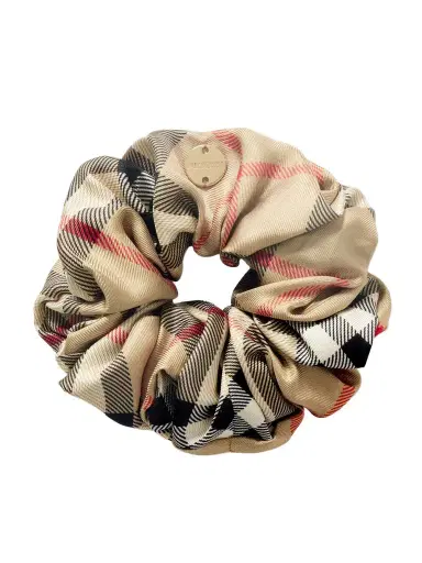 Burberry Embellished Checked Silk Scrunchie | Thumbnail 1 Burberry Embellished Checked Silk Scrunchie | Thumbnail 1