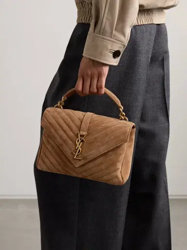 Saint Laurent College Medium Matelassé Suede Shoulder Bag | Thumbnail 2